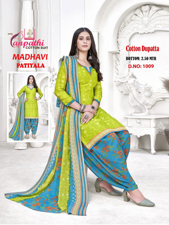 Ganpathi Madhavi Latest Casual Daily Wear Patiala Printed Cotton Dress Material Collection